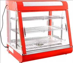 Equipo de cocina comercial rojo Vitrina de calentamiento de pastelería eléctrica Gabinete de calentador de alimentos eléctrico de acero inoxidable