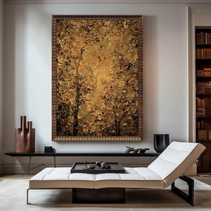 Pintura al Óleo Abstracta Personalizada, Grande, Extra Grande, con Textura Dorada, Arte Abstracto <span class=keywords><strong>de</strong></span> <span class=keywords><strong>Árbol</strong></span> <span class=keywords><strong>de</strong></span> Lujo para Pared, Decoración <span class=keywords><strong>de</strong></span> Interiores para Sala <span class=keywords><strong>de</strong></span> Estar y Hotel - Product Image 3