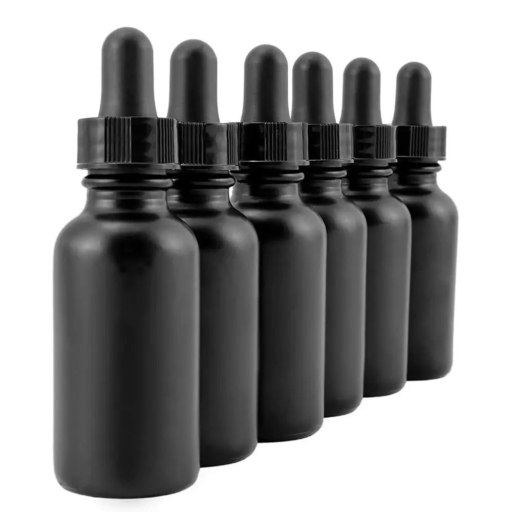 Fabriek Direct 15Ml 20Ml 30Ml 50Ml 60Ml 100Ml 200Ml Essentiële Olie Matte Black frosted Fles Dropper