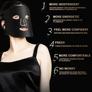 Máscara facial LED Confort Silicona Alta energía Led Cuidado de la piel facial inteligente y terapia de máscara Rojo claro Cuidado de la piel facial inteligente y máscara