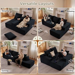 Ghế sofa mô-đun cho phòng khách, thoải mái, hình chữ L, có ghế dài - Product Image 3