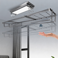 DA10 Séchoir à linge électrique intelligent mural silencieux avec moteur DC, tiges télescopiques et LED pour balcon