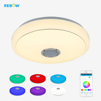 Rebow Drop Shipping Maison Décoratif Lampe 36W Haut-Parleur L'APPLICATION Changement De Couleur RVB LED Plafonnier Moderne