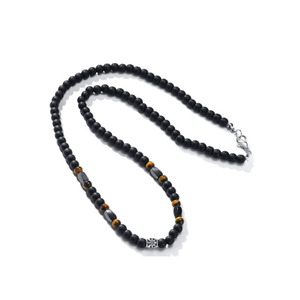 Collier pour homme Surfer Men <span class=keywords><strong>Tribe</strong></span>, perles en pierre naturelle de lave volcanique noire mate de 6 mm, œil de tigre - Product Image 6