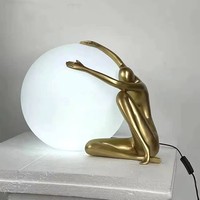 Kasanto Nordic Acrylique Boule Lampe de Bureau Résine Humanoïde Arc Design Moderne Led Chambre Veilleuses Pour La Décoration Intérieure Lampes De Table Tactile