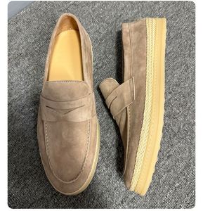 Men's Casual Business British Style Soft Sole Handmade Stitched <b>Full</b> Grain Suede Leather Shoes Stylish Outdoor Walking Shoes - Product Image 6