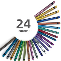 Marqueurs d'art à base d'eau, pointe pinceau, métal, 12 couleurs, peinture acrylique permanente, marqueur métallique pour le coloriage