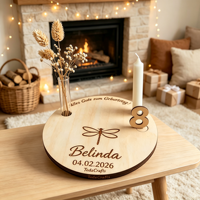 Dragonfly CustomWood Cadeau Fête des Mères OEM ODM Plaque Anniversaire 2-4 Ans Nom Âge Numéro Vase Porte-bougie Logo Personnalisé