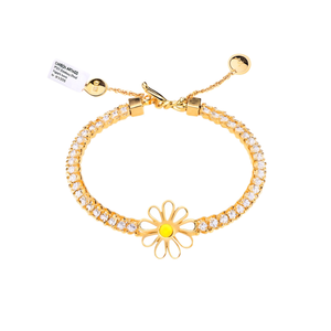 กำไลข้อมือคริสตัล ชุบทอง PVD สแตนเลสสตีล 316L ดีไซน์ดอกเดซี่ เครื่องประดับสวยหรูสำหรับผู้หญิง - Product Image 2