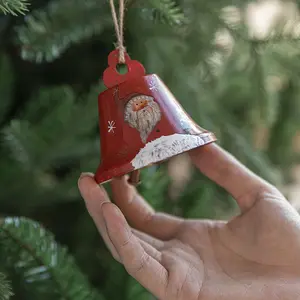 2024 Hot Sale Metal Christmas Bells Art Painted Christmas Tree Pendant Decorations Hanging Ceiling Wall Decor Seasonal Gifts