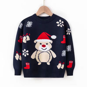 Pull de Noël à col rond pour enfants, motif jacquard dinosaure en coton chaud pour garçons et filles en automne - Product Image 2