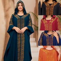 Gaun Pesta Wanita Seksi Model Timur Tengah Arab, Bahan Chiffon Polos, Kerah V, Panjang, Serat Poliester, Gaya Eropa Amerika, Cocok untuk Acara Resmi
