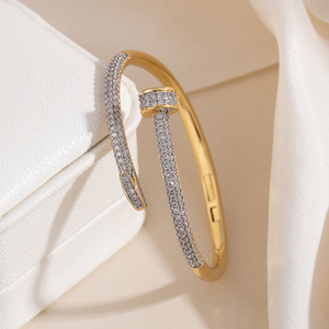 Spring Nail <b>Bracelet</b> Gold And Silver Two Tone Micro Insert <b>Copper</b> Alloy Women's Jewelry - Product Image 4