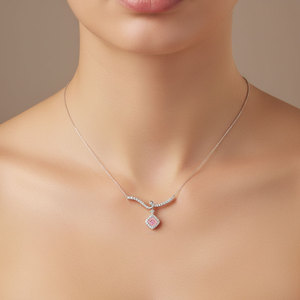 Latest Wholesale Products Shiny Exquisite Pink Diamond <b>Necklace</b> Jewelry 18K Solid Gold Real Natural Diamonds Pendant <b>Necklace</b> - Product Image 4