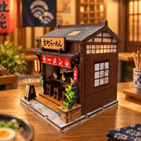 Kits de construction de niches à livres en bois DIY style ramen japonais, modèles de maisons miniatures à assembler en 3D, décoration intérieure, cadeau