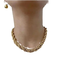Ensemble collier ras-du-cou et bracelet torsadé en acier inoxydable plaqué or 8 mm pour femme, idéal pour les fêtes, mariages et cadeaux
