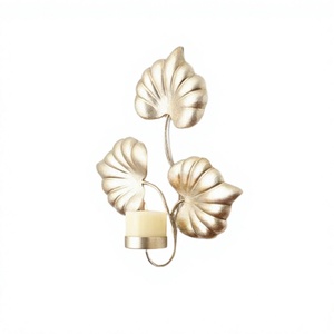 ที่วางเทียนติดผนังดีไซน์สวยงาม วัสดุโลหะสีทองขัดเงา ราคาไม่แพง - Product Image 1