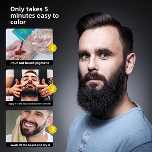 Tinta Permanente Naturale Nera per Barba da Uomo <span class=keywords><strong>Senza</strong></span> <span class=keywords><strong>Ammoniaca</strong></span> Delicata Facile da Applicare Grado Cosmetico 30ml*3 Shampoo Colorante per Barba - Product Image 4