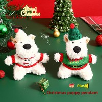 Porte-clés en peluche chien de Noël, pendentif mignon chiot, jouet en peluche doux pour couple, ornement de sac à dos, cadeau en gros