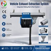Système d'extraction des gaz d'échappement de véhicule CE ISO avec rail coulissant en aluminium, rouleaux à roulement à joint en caoutchouc, chariot à longueur personnalisable