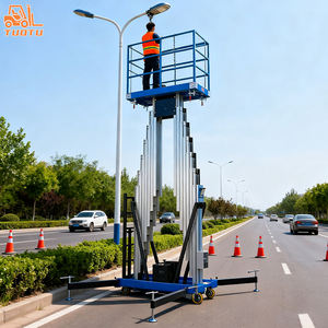 एल्यूमीनियम मिश्र धातु लिफ्ट हवाई कार्य मंच होटल लॉबी उच्च ऊंचाई सफाई एकल दोहरी मस्तूल उठाने वाला मंच - Product Image 6