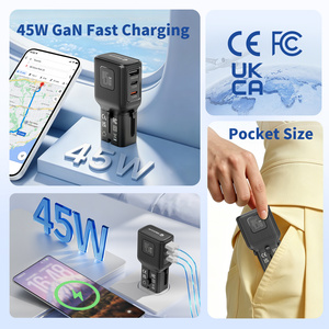 Wontravel GaN <b>Small</b> Travel Adaptor Fast Charging 45W 3 Ports Slim Worldwide Travel Adapter - Product Image 2