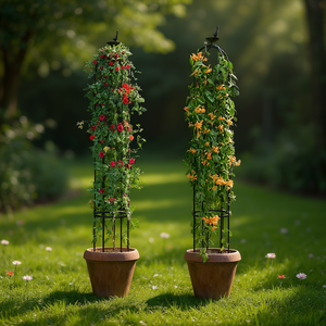 Obelisco da Giardino con Traliccio, Struttura in Ferro da 6 Piedi per Piante Rampicanti, Uso Esterno, Stile Classico, Facile da Montare - Product Image 2
