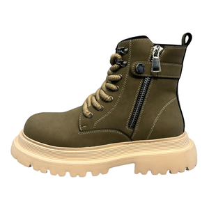 Botas de Trabajo Otoñales para Hombre, Modernas, Cómodas, con Suela Gruesa y Aumento de Altura, Retro, Amarillas, con Cordones, de Goma - Product Image 1