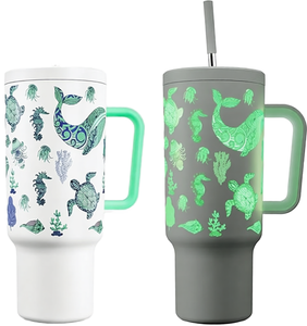 Mug isotherme Topjlh en acier inoxydable à paillettes, 40 oz, compatible lave-vaisselle, à double paroi sous vide, avec poignée, design moderne et luxueux - Product Image 1