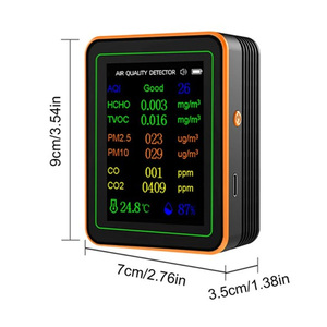 Detector de Calidad del Aire, Índice de CO2, TVOC, <span class=keywords><strong>HCHO</strong></span>, PM2.5, PM10, Medidor de Temperatura y Humedad, Pantalla TFT a Color, Visualización de Curvas, Negro Naranja - Product Image 3