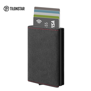 TILONSTAR TVC203a High Quality <b>RFID</b> Credit Card Case Trifold Leather Card Holder <b>Wallet</b> With Banknote Compartment & ID Window - Product Image 5