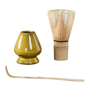 Juego de 3 piezas de batidor de té matcha tradicional japonés hecho a mano, de bambú natural, para ceremonia, con cuchara chasen, al por mayor - Product Image 1