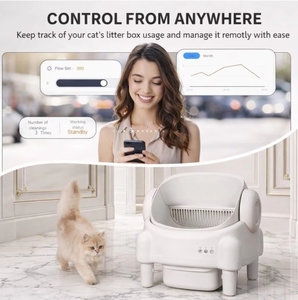 Bac à litière pour chat autonettoyant grande capacité 75L, durable, désodorisant, multicouche, capteurs de sécurité, surveillance intelligente mains libres - Product Image 2