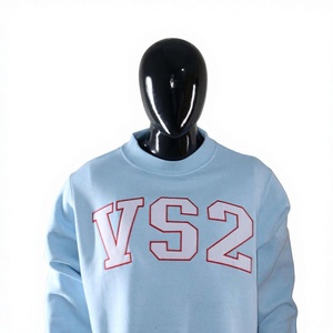 VS2 SKY BLUE Sweat à capuche zippé d'hiver 100% Coton Vintage Style urbain avec broderie appliquée blanche et imprimé lettres sur le devant Automne - Product Image 6
