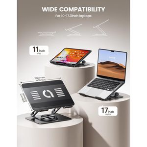For Adjustable Aluminum Laptop <b>Stand</b> 360 Rotating Base Ergonomic Computer Riser Home Use Foldable <b>Portable</b> <b>Desk</b> Black - Product Image 6