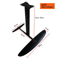 Hydrofoil non motorisé, ventes chaudes, GY890, nouvelle conception de planche de surf hydrofoil, aile de 1232 cm², hydrofoil électrique