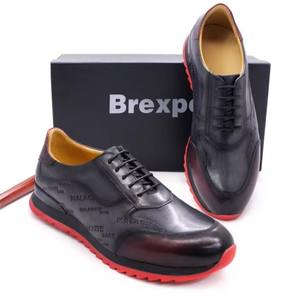 Chaussures de sport décontractées pour hommes en cuir de vachette de haute qualité, à lacets, imperméables et respirantes, pour l'automne/hiver, avec design imprimé à la main - Product Image 5