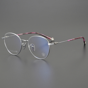 CH8036 울트라 라이트 블루 타원형 얇은 처방 안경 프레임 작은 얼굴 여성 투명 컴퓨터 읽기 오렌지 안경 - Product Image 6