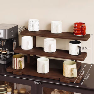 Organizador de escritorio de escalera de nogal negro Multifuncional-Estante de exhibición para maquillaje, <span class=keywords><strong>perfume</strong></span>, decoración de tocador para el hogar - Product Image 6