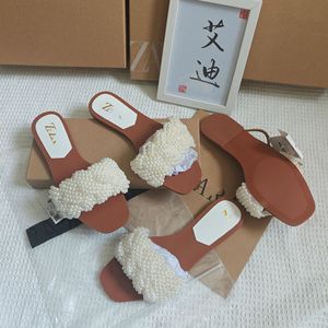 Sandales plates <span class=keywords><strong>pour</strong></span> femmes ZA, nouvelles collections d'été, style claquettes à semelle plate, respirantes, à bout carré, avec anneau de maintien au niveau de la plante du <span class=keywords><strong>pied</strong></span> - Product Image 3