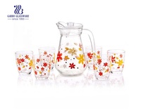 Service à thé et jus Garbo Glassware Classic, 7 pièces, comprenant une carafe et des verres, avec impression personnalisée, ensemble de vaisselle pour boire.