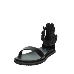 Sandalias Bajas para Mujer Cult, Negras, Planas, con Correa en el Tobillo y Detalle de Volantes - Product Image 6