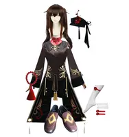 Ecofalson-Disfraz de Genshin Impact Hutao para mujer, disfraz de Cosplay, uniforme, peluca, juego de Anime, Hu Tao, estilo chino, disfraces de Halloween
