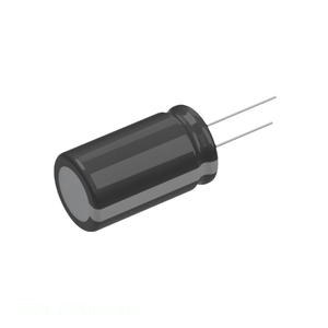 Condensador de Canal de Fabricante 35ZLJ270M8X16 de Orificio Pasante, 270 uF, Aluminio, 270UF, 20%, 35V, Radial TH - Product Image 1