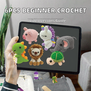 Kit de crochet 6 pièces pour débutants avec tutoriels vidéo détaillés, motifs animaux, art et objets de collection pour adultes (gris) - Product Image 2
