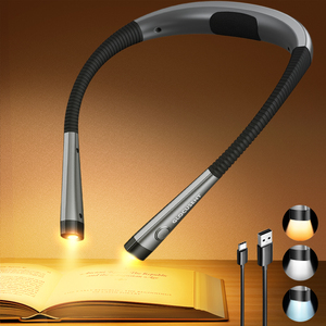 Lampes <span class=keywords><strong>de</strong></span> lecture améliorées, à intensité variable, 3 couleurs, 6 niveaux <span class=keywords><strong>de</strong></span> luminosité réglables, rechargeables par USB, col flexible, pour la lecture en chambre - Product Image 1