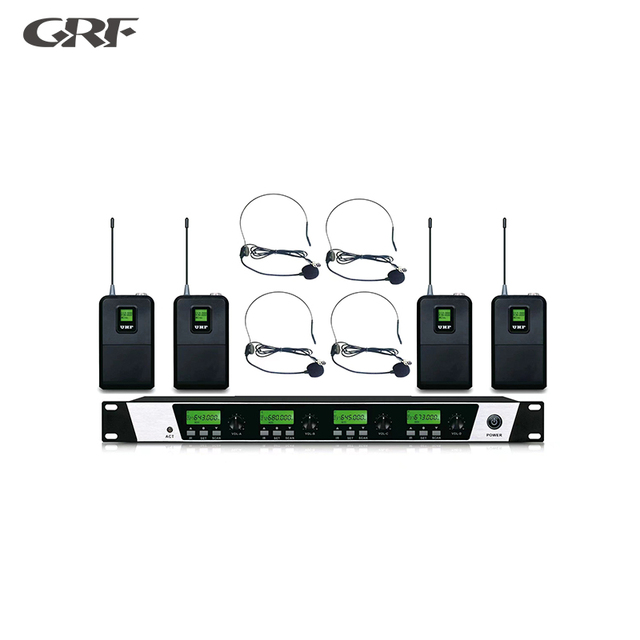 Wireless Conference Mic System 4 Headset/Lapel Mics 100m Operating Distance