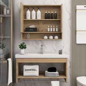Mobile <span class=keywords><strong>Bagno</strong></span> <span class=keywords><strong>in</strong></span> <span class=keywords><strong>Legno</strong></span> Massello con Lavabo Rettangolare <span class=keywords><strong>in</strong></span> Ceramica, Design <span class=keywords><strong>Moderno</strong></span> Sospeso a Parete per <span class=keywords><strong>Bagno</strong></span> di Fattoria, Appartamento, Hotel - Product Image 2