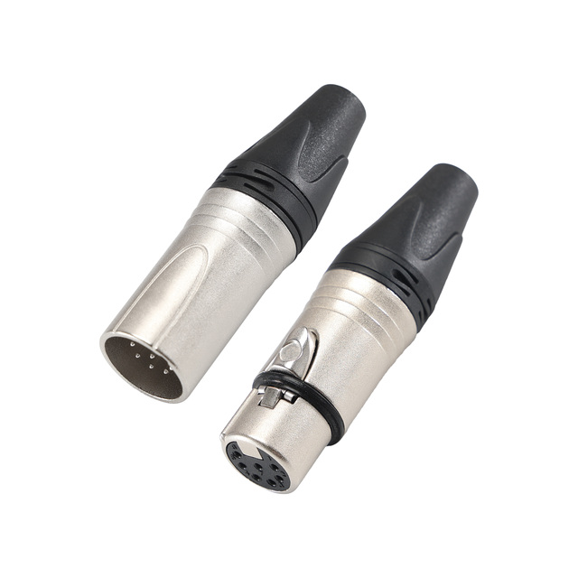 6 7 Pin XLR Nickel Male-Female Gold Nickel Plated Plugged Microphone Guitar Universal Audio Plug Connector for Guitar Speaker
