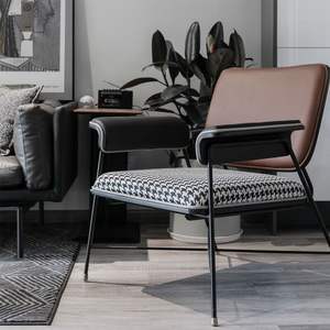 Fauteuil moderne de salon en cuir de luxe antique de style scandinave français <span class=keywords><strong>vintage</strong></span> en tissu design - Product Image 4